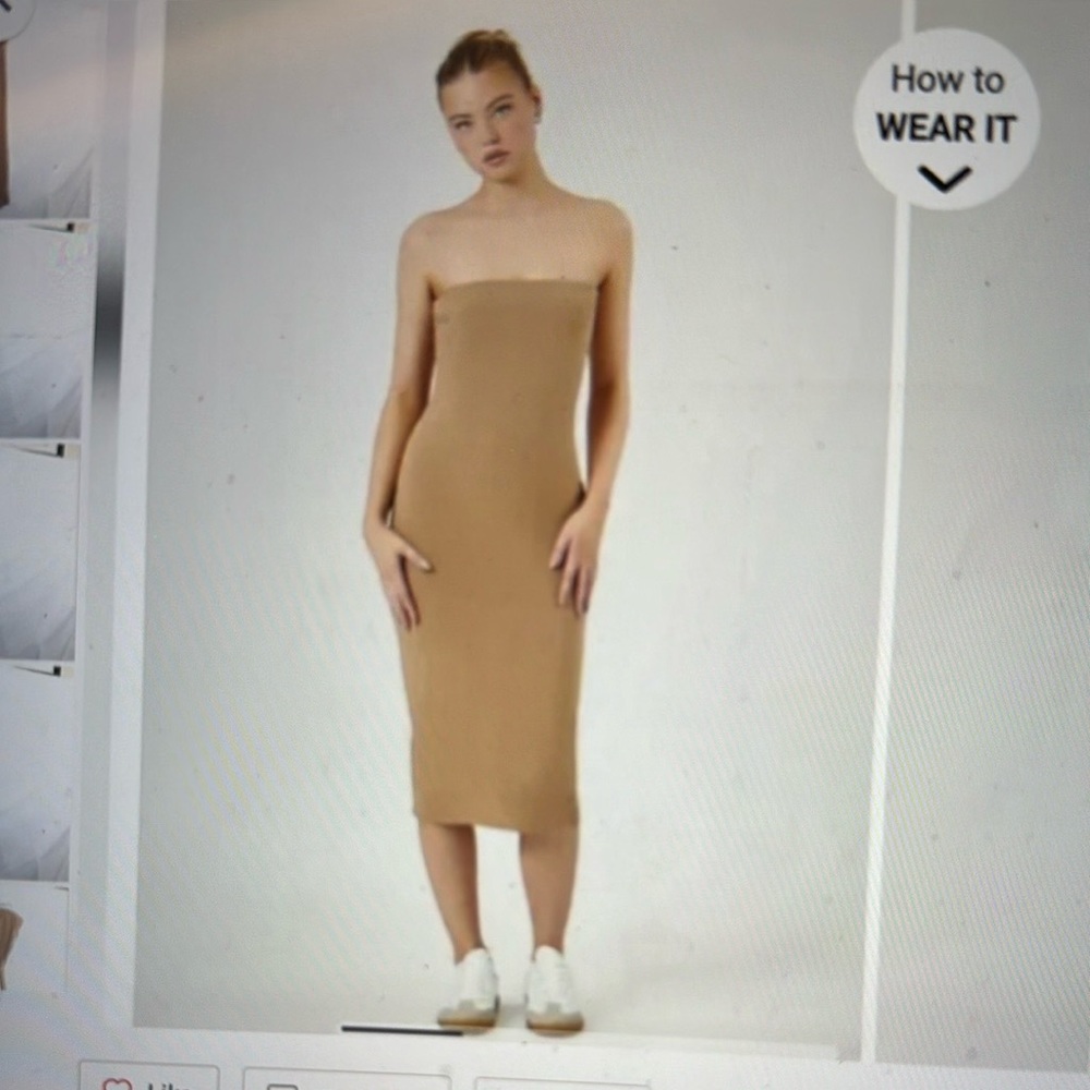 Brown Ribbed Knee-Length Sleeveless Bodycon Dress